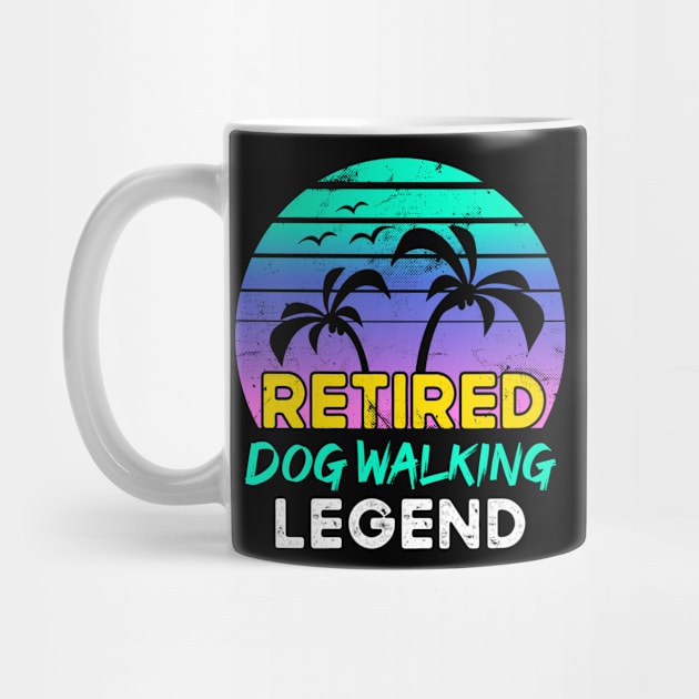 Retired Dog Walking Legend Retirement Gift 80's Retro by qwertydesigns